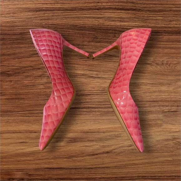 Naturalizer Anna Women's Heels Flamingo Pink Croco Leather Size 8 - Picture 3 of 7